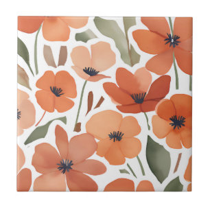 Terracotta Wildflower Rustiek Boho Wall Accent Tegeltje