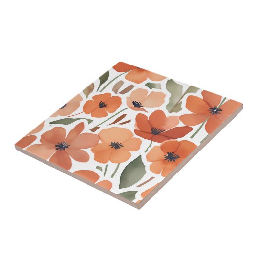 Terracotta Wildflower Rustiek Boho Wall Accent Tegeltje (Zijkant)