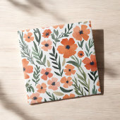 Terracotta Wildflower Rustiek Boho Wall Accent Tegeltje