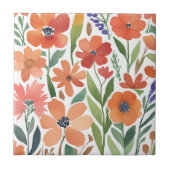 Terracotta Wildflower Rustiek Boho Wall Accent Tegeltje (Voorkant)