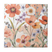 Terracotta Wildflower Rustiek Boho Wall Accent Tegeltje (Voorkant)