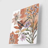 Terracotta Wildflower Rustiek Boho Wall Accent Vierkante Klok (Hoek)