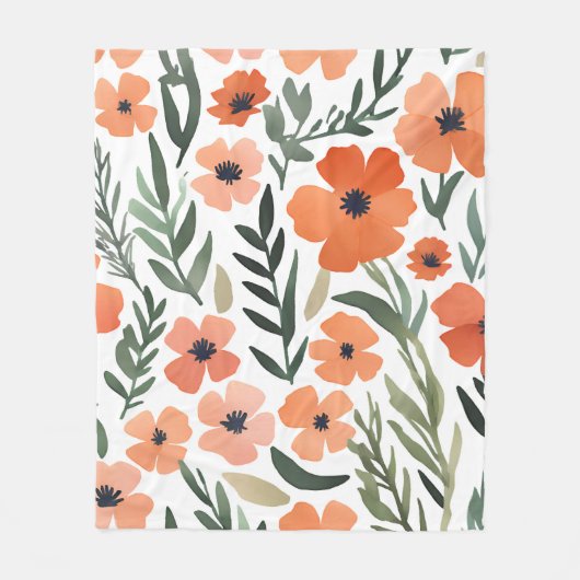 Terracotta Wildflower Rustieke Boho Gooi voor de L Fleece Deken (Voorkant)