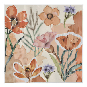 Terracotta Wildflower Rustieke Boho Wall Art Perfect Poster
