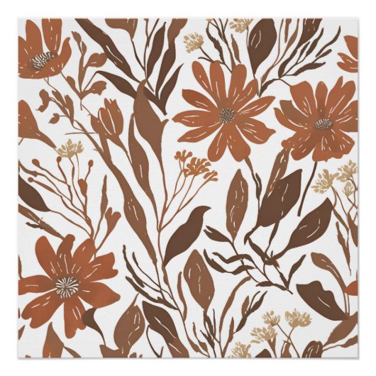 Terracotta Wildflower Rustieke Boho Wall Art Perfect Poster (Voorkant)