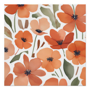 Terracotta Wildflower Rustieke Boho Wall Art Perfect Poster