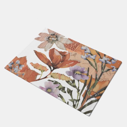Terracotta Wildflower Rustieke Entryway Decor Deurmat (Schuin)