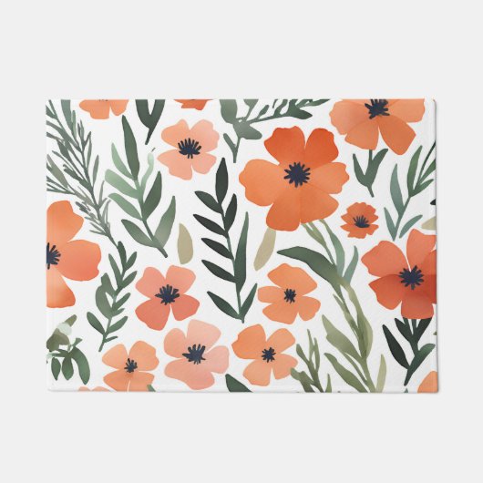 Terracotta Wildflower Rustieke Entryway Decor Deurmat (Voorkant)