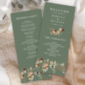Terracotta Wildflower Sage Green Wedding Programma