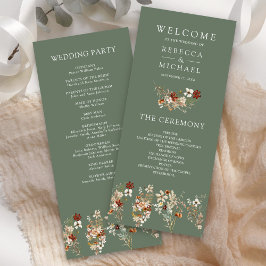 Terracotta Wildflower Sage Green Wedding Programma