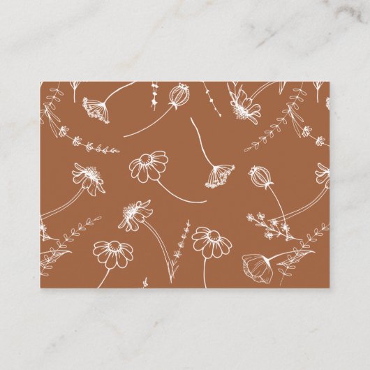 Terracotta Wildflower Schets Online RSVP QR Code Informatiekaartje (Achterkant)