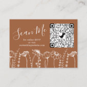 Terracotta Wildflower Schets Online RSVP QR Code Informatiekaartje (Voorkant)