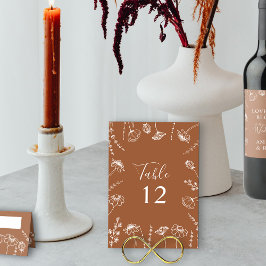 Terracotta Wildflower Sketch, bewerkbaar Kaart