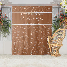 Terracotta Wildflower Sketch Wedding Backdrop Wandkleed