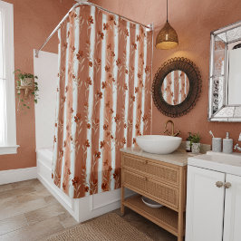 Terracotta Wildflower Stripe Douchegordijn