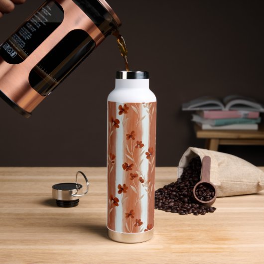 Terracotta Wildflower Stripe Insulated Bottle Waterfles (Koffie (Gedraaid)  )