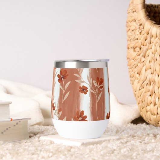 Terracotta Wildflower Stripe Wine Tumbler (Woonkamer)