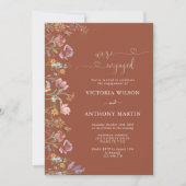 Terracotta Wildflower Verlovingsfeest Uitnodiging (Voorkant)