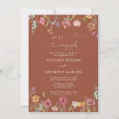 Terracotta Wildflower Verlovingsfeest Uitnodiging (Voorkant)