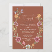 Terracotta Wildflower Verlovingsfeest Uitnodiging (Voorkant)