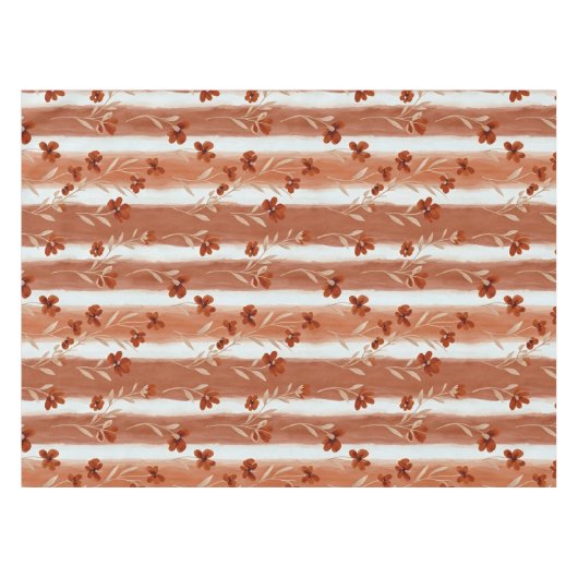 Terracotta Wildflower Vertical Stripe Boho Pattern Tafelkleed (Voorkant (Horizontaal))