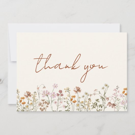 Terracotta Wildflower Vrijgezellenfeest Bedankkaart (Voorkant)