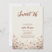  Terracotta Wildflower Waterverf Sweet 16 Kaart (Voorkant)