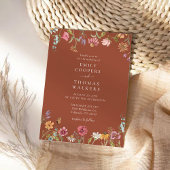Terracotta Wildflower Wedding Invitation Kaart