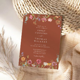 Terracotta Wildflower Wedding Invitation Kaart