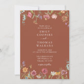Terracotta Wildflower Wedding Invitation Kaart (Voorkant)