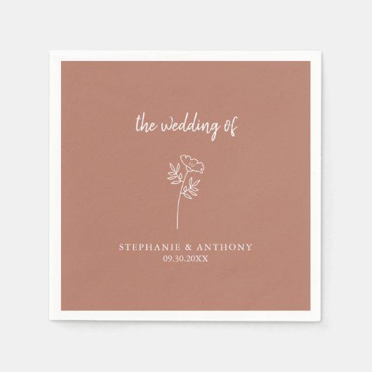 Terracotta Wildflower Wedding Napkins Servet (Voorkant)
