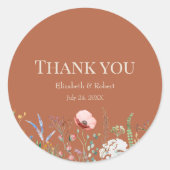 Terracotta Wildflower Weide Bedankt Sticker (Voorkant)