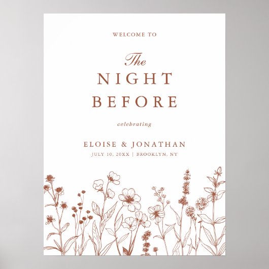 Terracotta Wildflower Welkom bij de avond ervoor Poster (Voorkant)