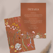 Terracotta Wildflowers Bruiloft Details Kaart