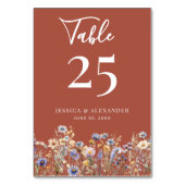 Terracotta Wildflowers Elegant Script Wedding Kaart (Achterkant)