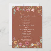 Terracotta Wildflowers repetitie diner uitnodiging (Voorkant)