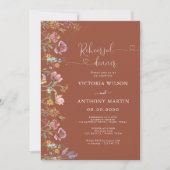 Terracotta Wildflowers repetitie diner uitnodiging (Voorkant)