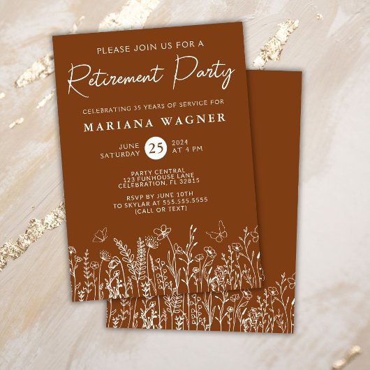 Terracotta Wildflowers Uitnodiging voor een pensio