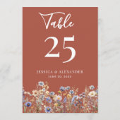 Terracotta Wildflowers Wedding 5x7 Tafelnummer (Achterkant)