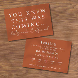 Terracotta Will You Be My Bridesmaid Proposal Card Kaart