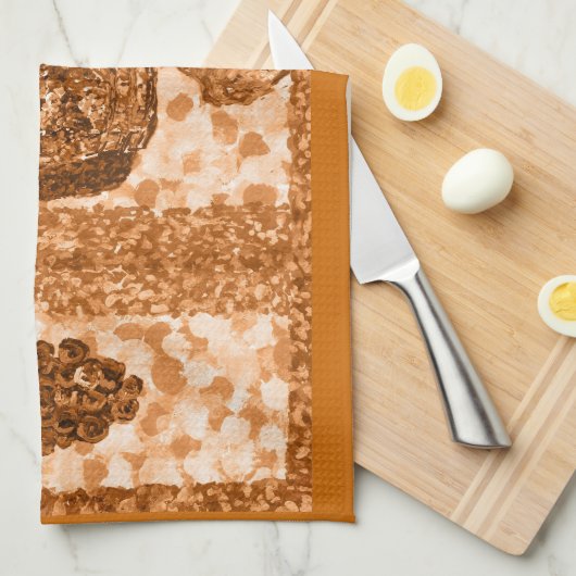 Terracotta Wine and Grapes American MoJo Kitchen T Theedoek (Quarter Fold)