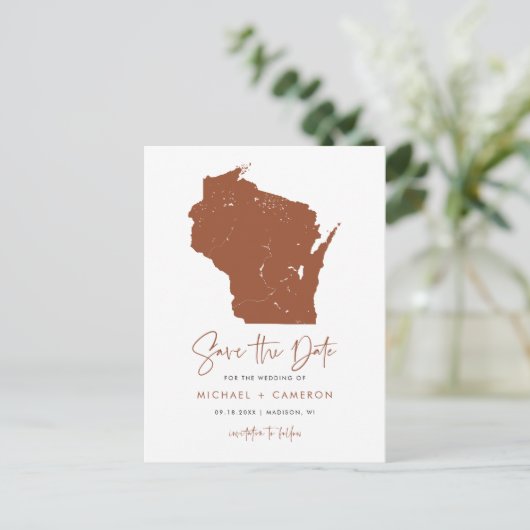 Terracotta Wisconsin Kaart QR Code Opslaan van de  (Staand voorkant)