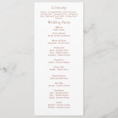 Terracotta Wit Bloemen Modern Herfst Bruiloft Programmakaart (Achterkant)