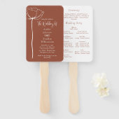 Terracotta Wit Bold Rustiek Modern Floral Programm Handwaaier (Voorkant en achterkant)