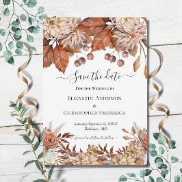Terracotta Wit Bruin Bloemig Elegant Boho Bruiloft Save The Date