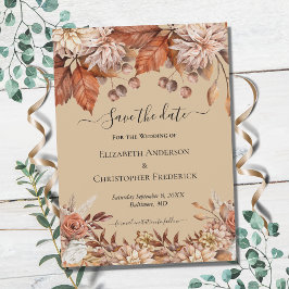 Terracotta Wit Bruin Bloemig Elegant Boho Bruiloft Save The Date