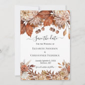 Terracotta Wit Bruin Bloemig Elegant Boho Bruiloft Save The Date (Voorkant)