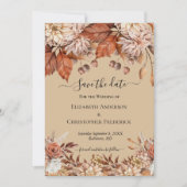 Terracotta Wit Bruin Bloemig Elegant Boho Bruiloft Save The Date (Voorkant)