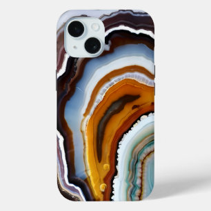 Terracotta Wit Zwart Blauw Blauwgroen Goud Agaat G iPhone 15 Case
