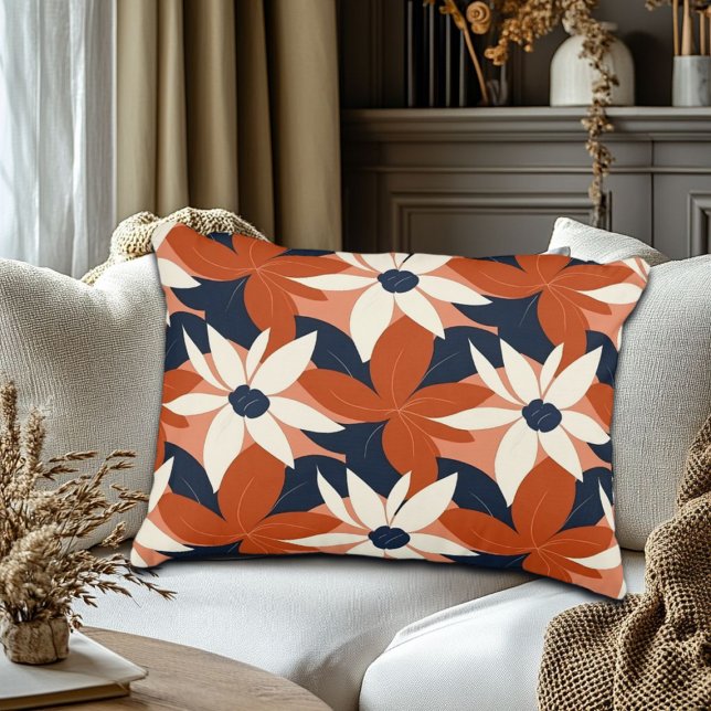 Terracotta witte bloem elegant accent kussen (Creator heeft geüpload)
